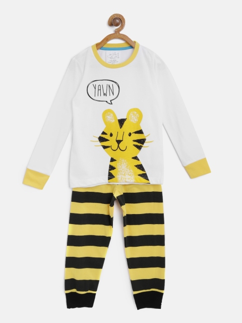 

Lazy Shark Boys White & Yellow Printed Night Suit LSNF0002-67