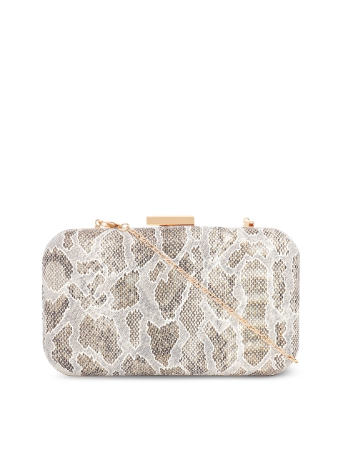 

Berrypeckers Off-White & Brown Textured Clutch
