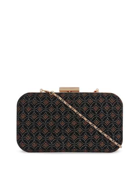 

Berrypeckers Black & Copper-Toned Textured Clutch