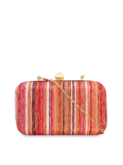 

Berrypeckers Red & Gold-Toned Textured Clutch