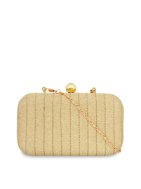 

Berrypeckers Gold-Toned & Beige Textured Clutch