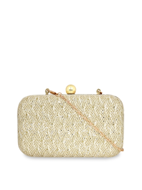 

Berrypeckers Beige & Gold-Toned Embellished Clutch