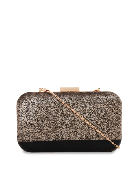 

Berrypeckers Gold-Toned & Black Textured Clutch