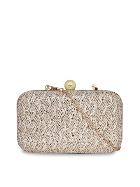 

Berrypeckers Beige & Gold-Toned Embellished Clutch