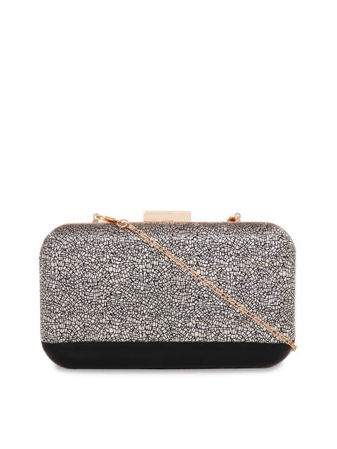 

Berrypeckers Silver-Toned & Black Textured Clutch