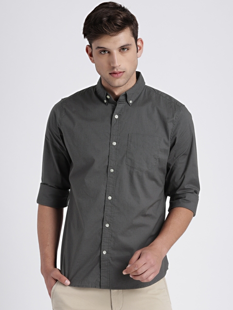 

GAP Men's Grey Pattern Poplin Shirt in Stretch