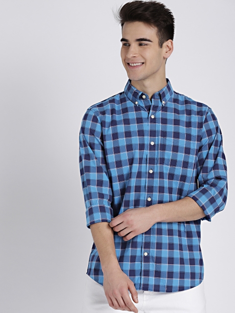 

GAP Men Blue Striped Poplin Shirt in Stretch