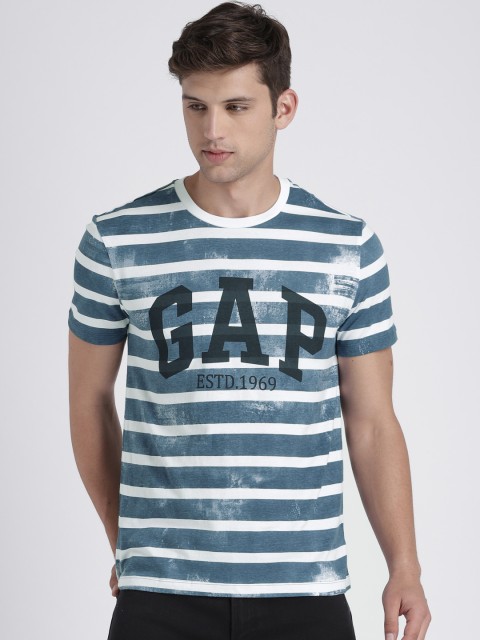 

GAP Men's Blue & White Logo Short Sleeve Crewneck T-Shirt