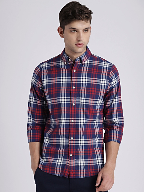 

GAP Men's Pattern Poplin Shirt in Stretch, Blue