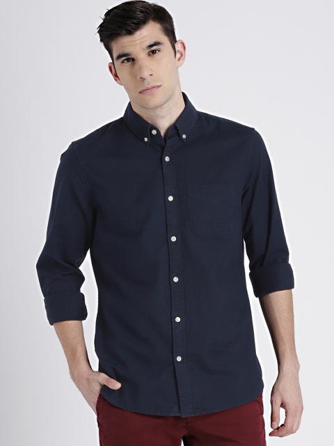 

GAP Men's Navy Oxford Shirt in Stretch, Navy blue