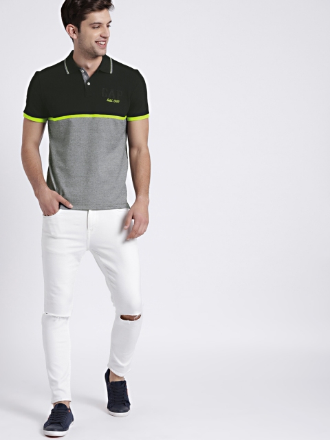 

GAP Men's Grey & Black Colorblock Polo Shirt