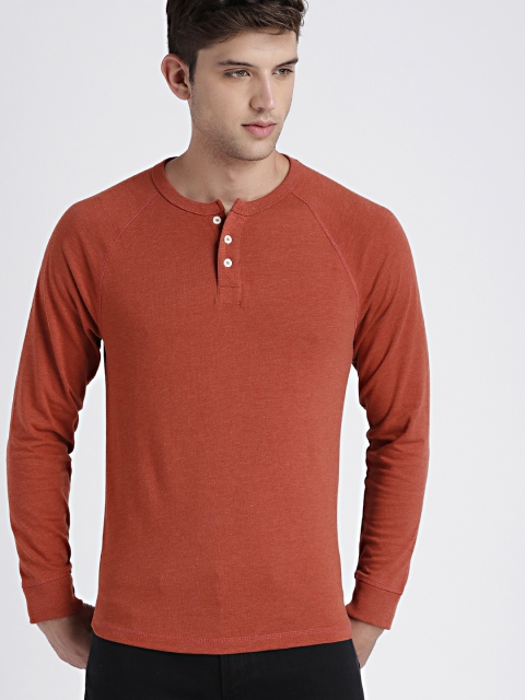 

GAP Men's Long Sleeve Marled Henley, Red