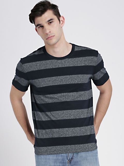 

GAP Men's Navy & Grey Everyday Short Sleeve Stripe Crewneck T-Shirt, Navy blue