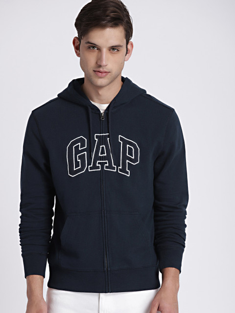 

GAP Men's Navy Fleece Logo Zip Hoodie, Navy blue