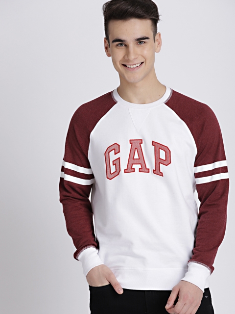 

GAP Men's White Logo Contrast Raglan Sweatshirt
