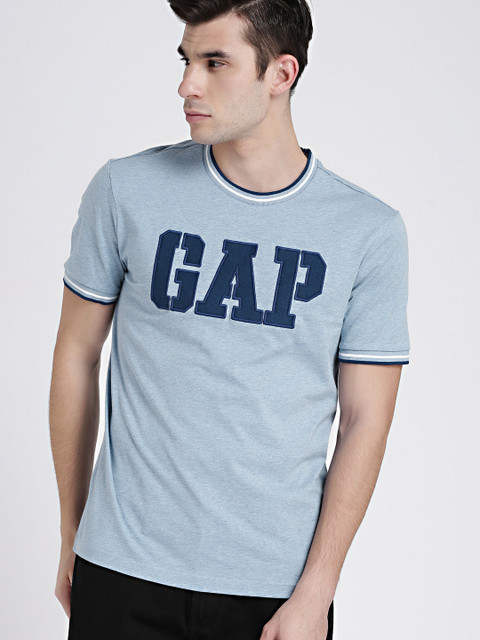 

GAP Men's Blue Tipped Neck Logo Tee