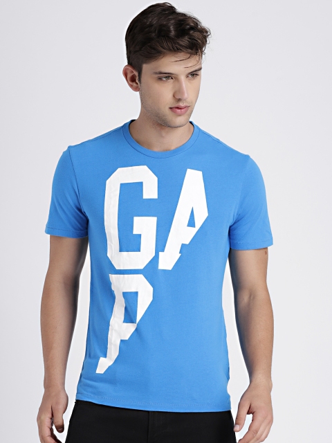 

GAP Men's Blue Spliced LOGO Graphic Short Sleeve T-Shirt