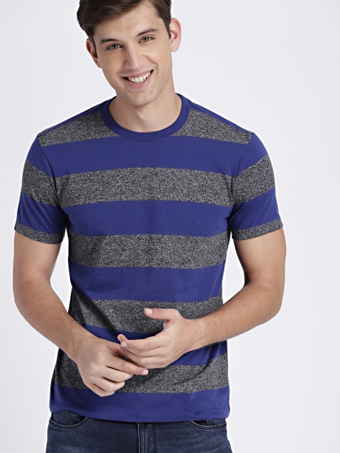 

GAP Men Blue & Grey Everyday Stripe Short Sleeve Crewneck T-Shirt