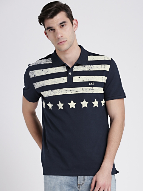 

GAP Men Blue & White Printed Americana Polo with Badge
