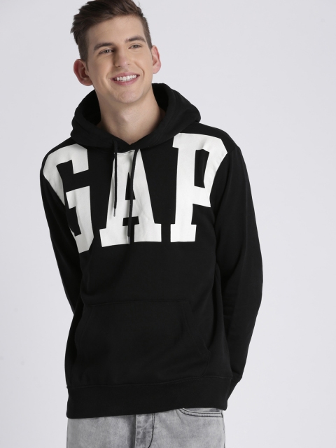 

GAP Men Black Logo Fleece Pullover Hoodie Sweatshirt