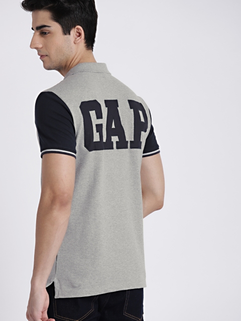 

GAP Men's Grey Colorblock Polo with Logo Applique, Grey melange