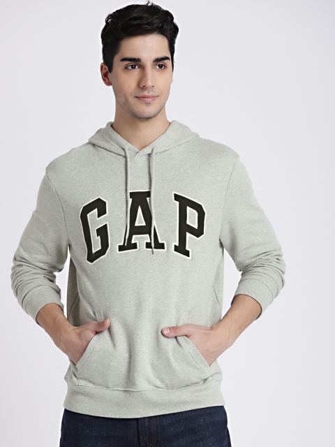 

GAP Men's Grey Logo Fleece Pullover Hoodie, Grey melange