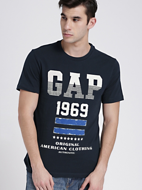 

GAP Men's Navy Blue Logo Print Short Sleeve T-Shirt