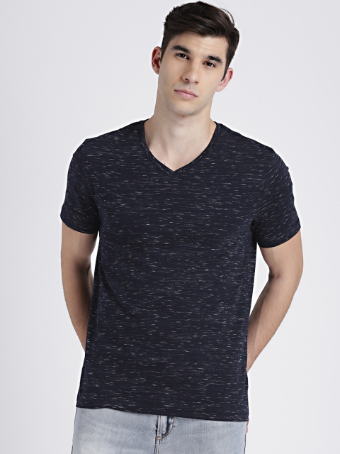 

GAP Men's Navy Blue Essential Short Sleeve V-Neck T-Shirt in Spacedye