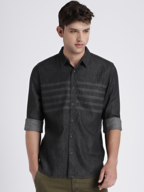 

GAP Men's Black Denim Western Shirt in Laser Wash