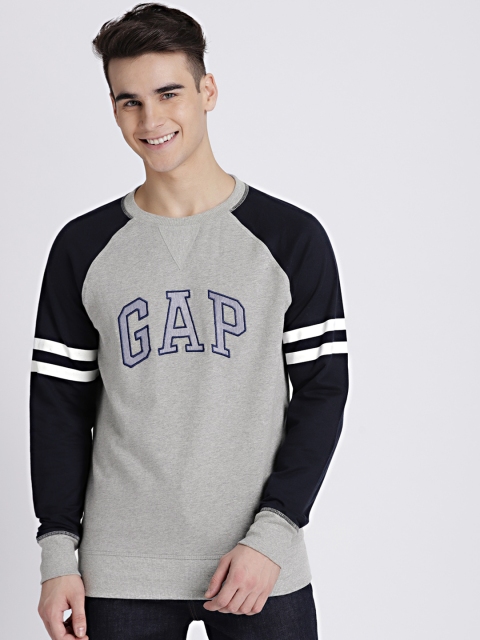 

GAP Men's Grey & Blue Logo Contrast Raglan Sweatshirt