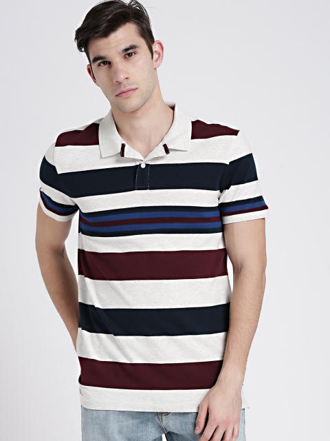 

GAP Men's Mix-Stripe Pique Polo Shirt in Stretch, White