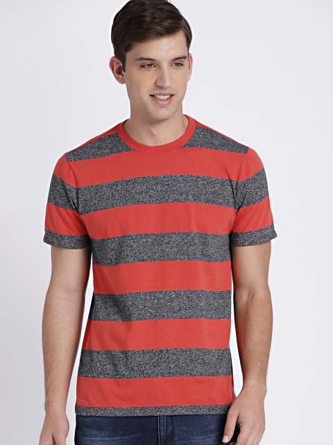

GAP Men Red & Grey Everyday Stripe Short Sleeve Crewneck T-Shirt