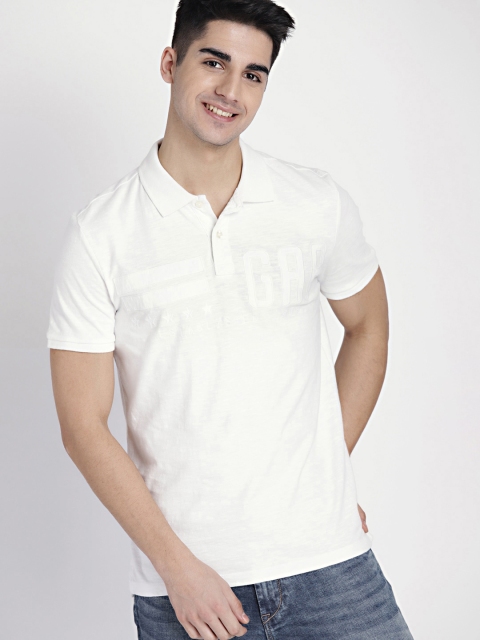 

GAP Men's White Overdyed Polo Shirt with logo