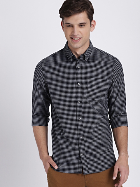 

GAP Men's Black & Grey Pattern Oxford Shirt in Stretch