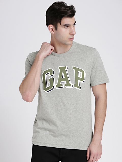 

GAP Men's Grey Melange Logo Crewneck T-Shirt