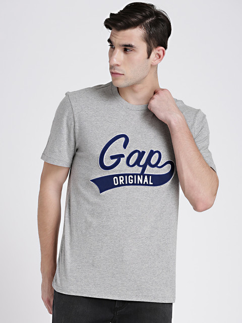 

GAP Men's Grey Melange Logo Short Sleeve Crewneck T-Shirt