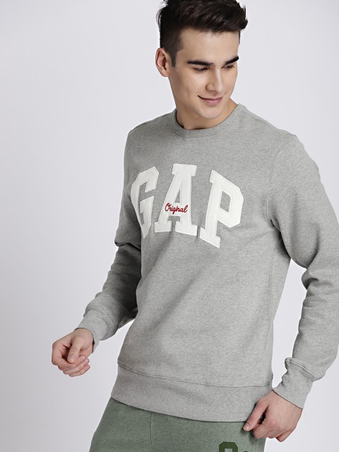 

GAP Men's Grey Logo Fleece Crewneck Sweatshirt, Grey melange