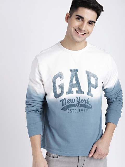 

GAP Men's White & Blue Logo Popover Sweatshirt, Navy blue