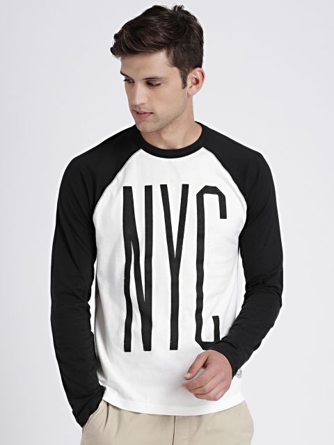 

GAP Men's White Long Sleeve Colorblock Printed T-shirt, Off white
