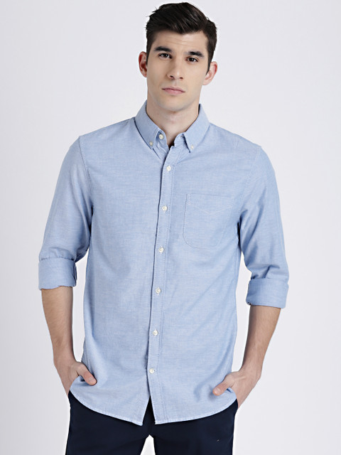 

GAP Men's Blue Oxford Shirt in Stretch
