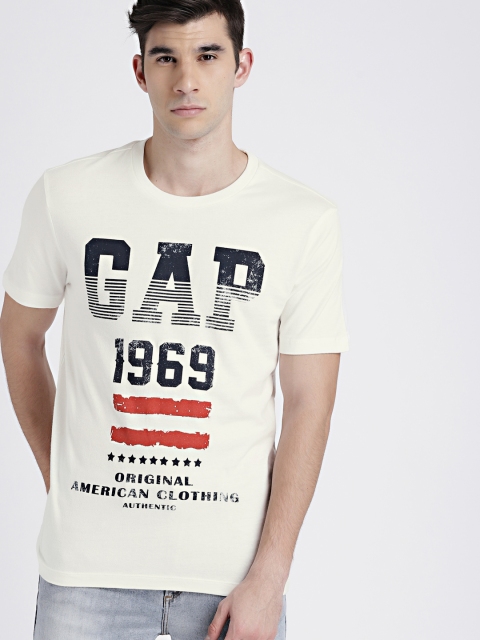 

GAP Men's Off-White Logo Print Short Sleeve T-Shirt