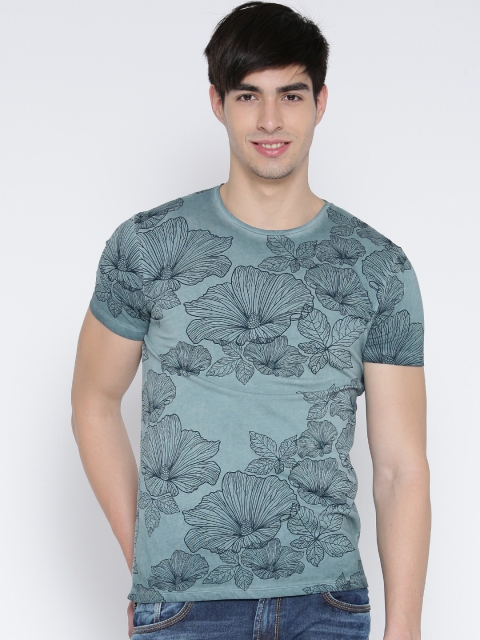 

United Colors of Benetton Blue Floral Printed T-shirt