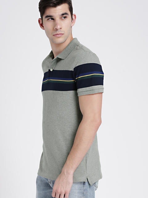 

GAP Men's Mix-Stripe Pique Polo Shirt in Stretch, Grey melange