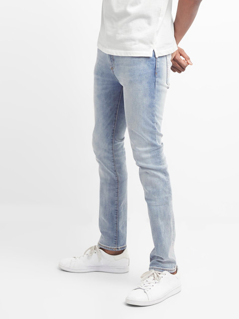 

GAP Men Blue Washwell Light Indigo Jeans In Skinny Fit With GAP Menflex
