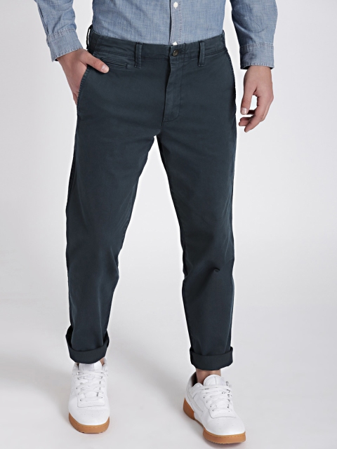 

GAP Men Navy Blue Vintage Wash Khakis in Straight Fit with GapFlex