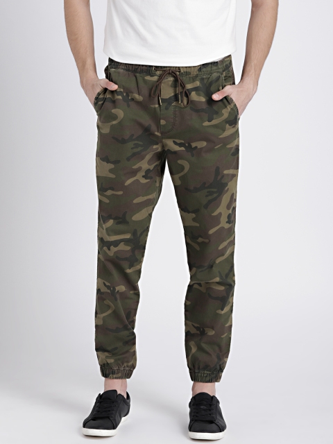 

Gap Men's Olive Green & Brown Twill Joggers with GapFlex