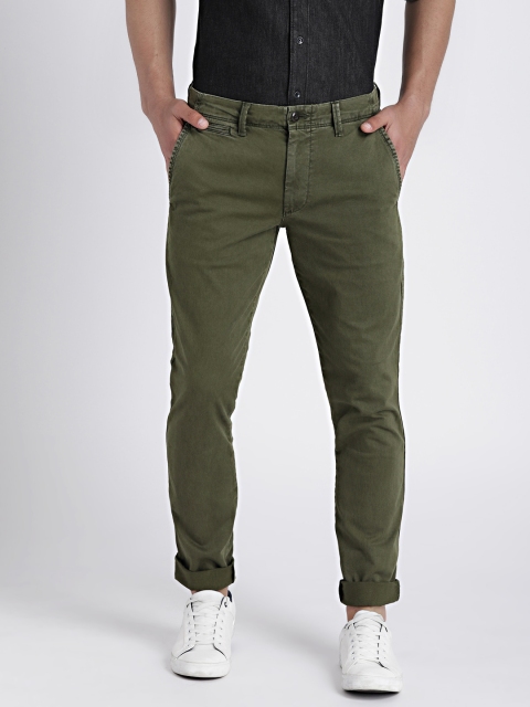 

GAP Men's Olive Green Vintage Wash Khakis in Skinny Fit with GapFlex