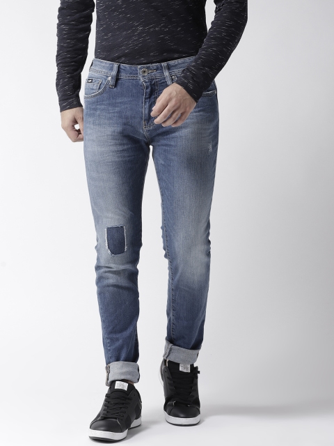 

GAS Men Blue Skinny Fit Mid-Rise Low Distress Stretchable Jeans