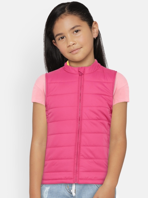 

United Colors of Benetton Girls Pink Solid Padded Jacket