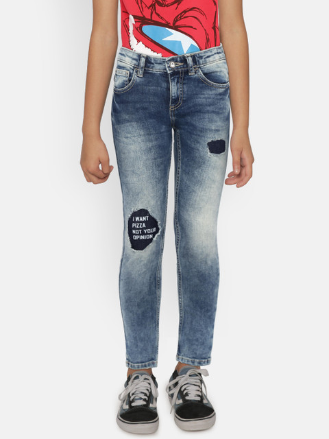 

United Colors of Benetton Boys Navy Mid-Rise Mildly Distressed Stretchable Jeans, Navy blue